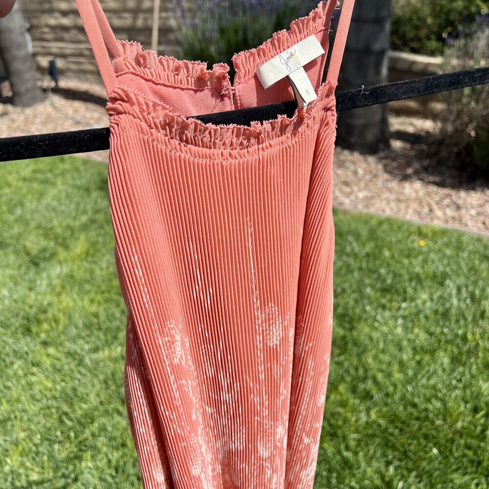 Joie Jeneca Pleated Ruffle High Neck Tank Top Baci Coral Size Small fits M NWOT - Picture 7 of 8